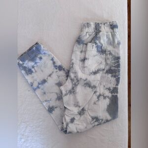 Women’s Gap High Rise Linen Blend Pull on Paper Bag Cloudy Blue Tie Dye Size 6